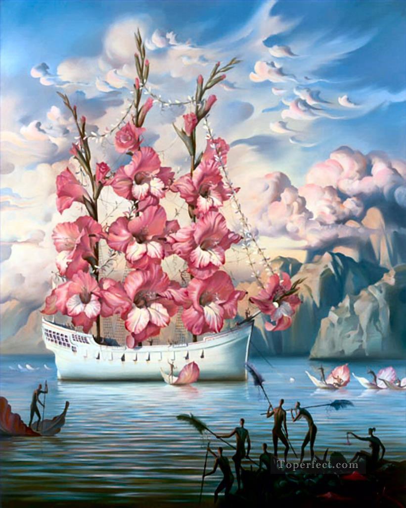 modern contemporary 08 surrealism ship of flowers Oil Paintings